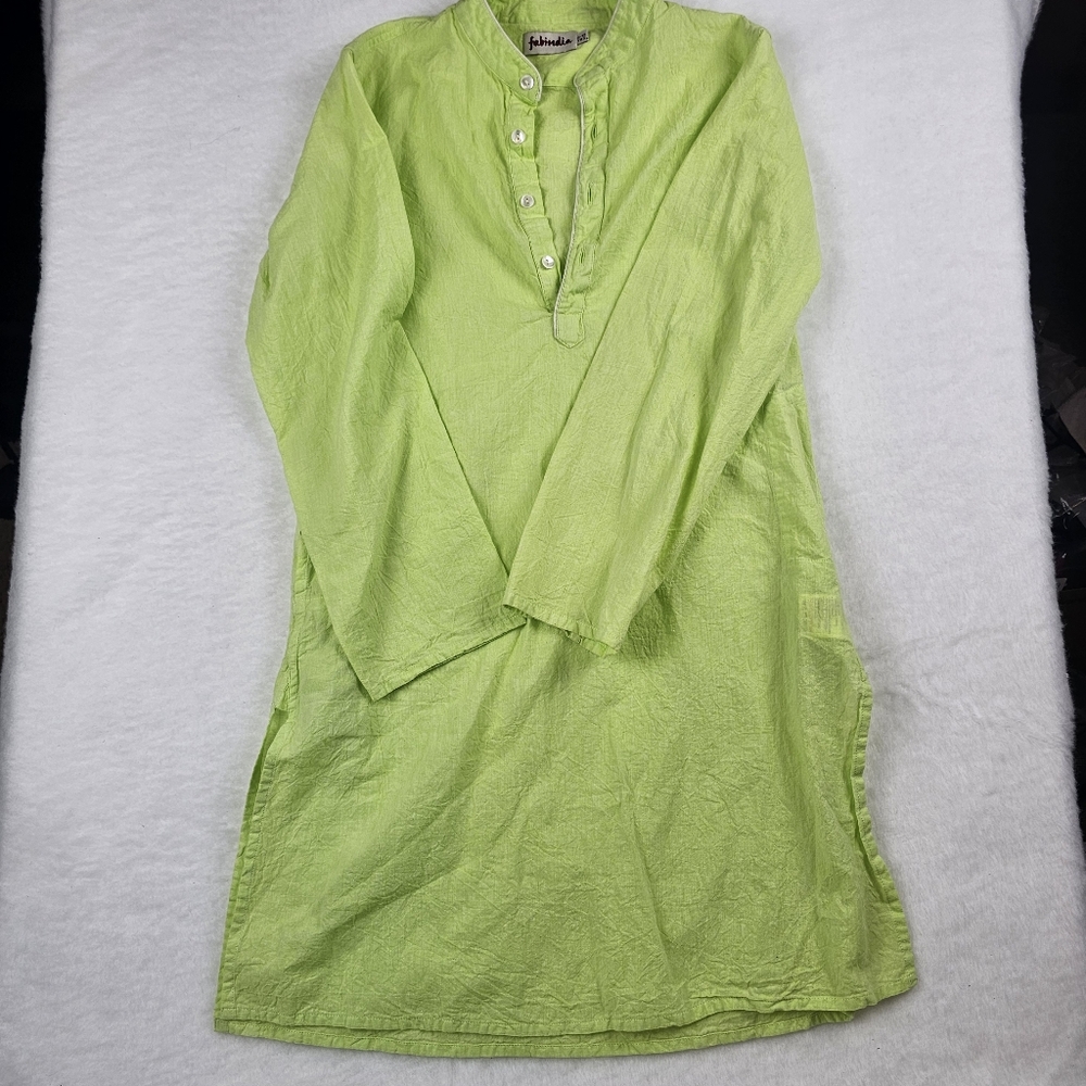 Fabindia Tunic‎ Kurta 8-10Yrs Green Placket Pockets Cotton
